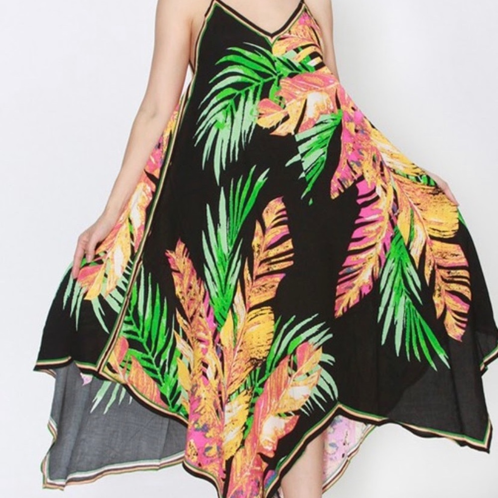 Tropic of Conversation Black Tropical Maxi Dress